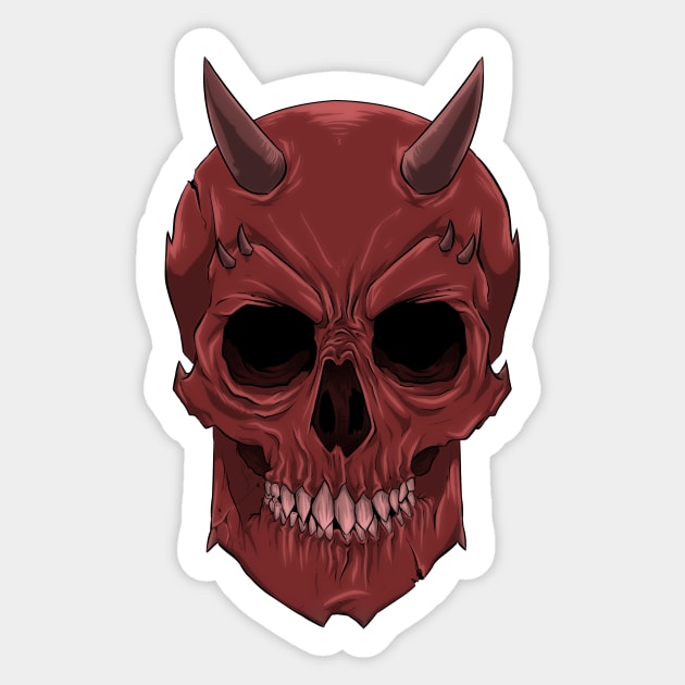 Devil Skull Sticker by richardsimpsonart